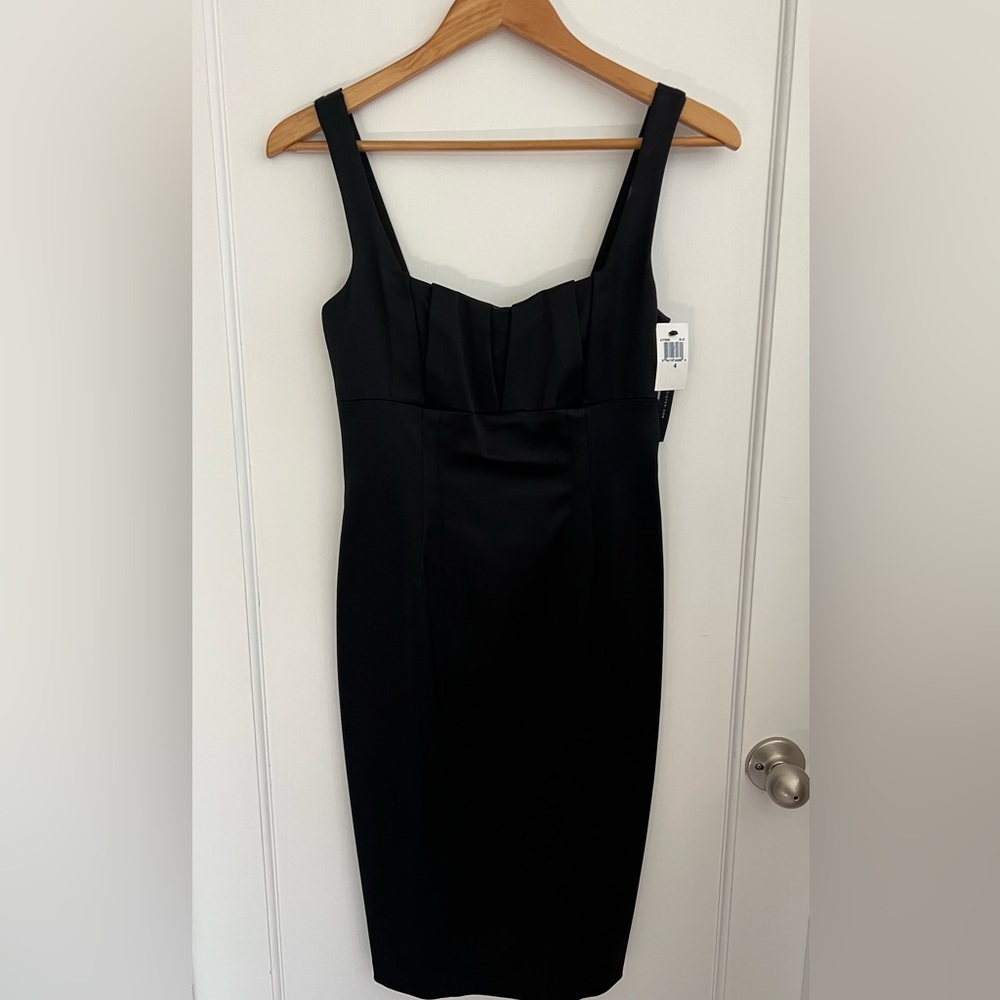 David Meister Black Satin Cocktail Dress NWT